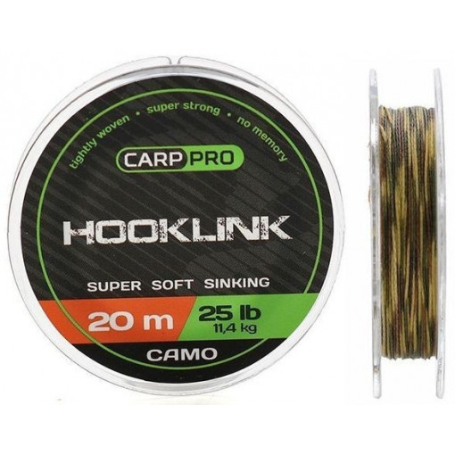 Fir Textil Carp Pro Hooklink Super Soft Sinking Camuflaj 20m