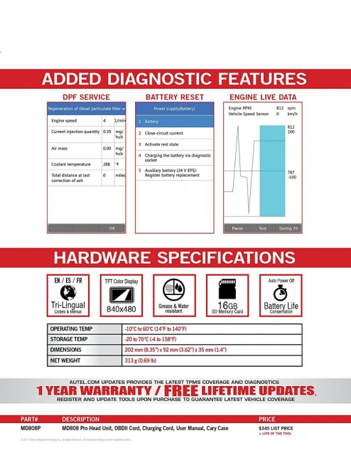 Autel Maxidiag Md Pro All System Obdii Tester Auto Universal Oil Sas