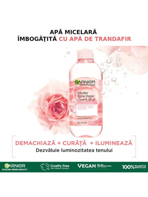 Apa Micelară Garnier Rose Îngrijire Blândă pentru Ten Sensibil