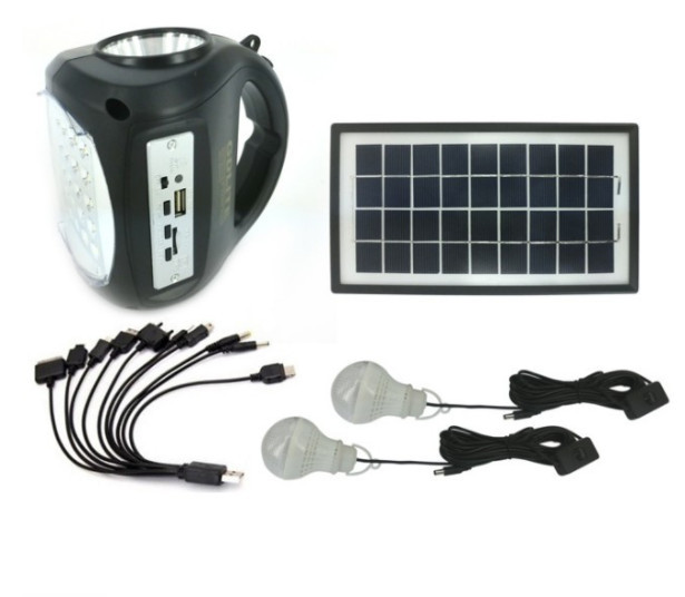 Kit Panou Solar Gdlite Gd Cu Acumulator Usb Radio Si Lumini