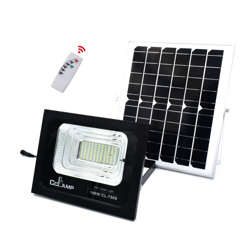 Proiector CCLamp Cu Acumulator 100W LED Panou Solar Telecomanda