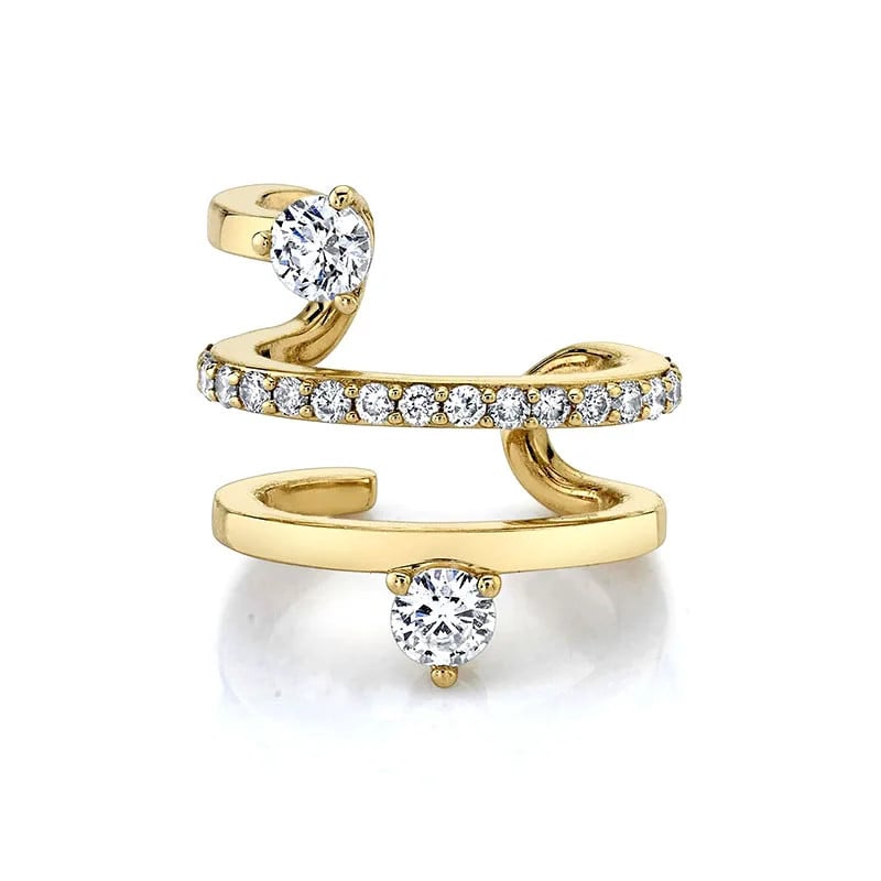 Cercel Ear Cuff Argint 925 JW987 Model Elegant Placat Cu Aur