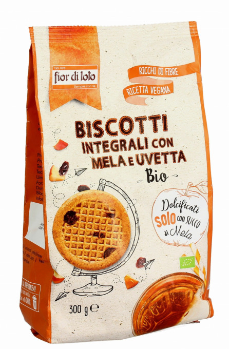 ECO Biscuiti Bio Integrali Cu Mere Si Stafide Indulciti Cu Suc De Mere