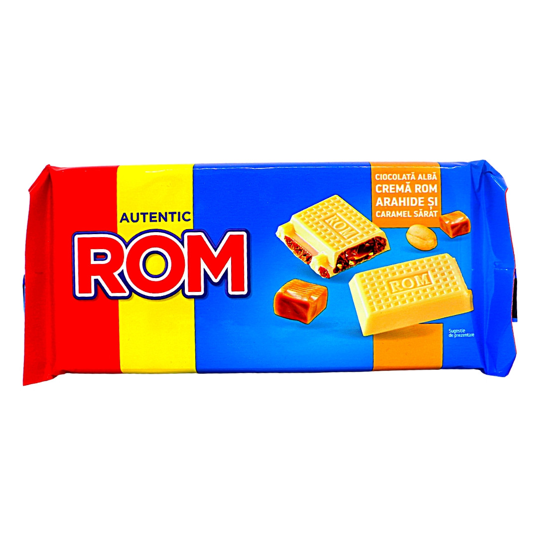 Ciocolata Rom Alba Cu Arahide Crema Rom Si Caramel Sarat 88 G