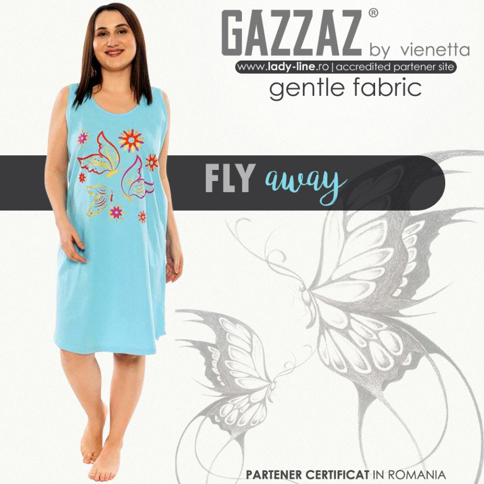 Camasa De Noapte Din Bumbac Marimi Mari Vienetta Model Fly Away Blue