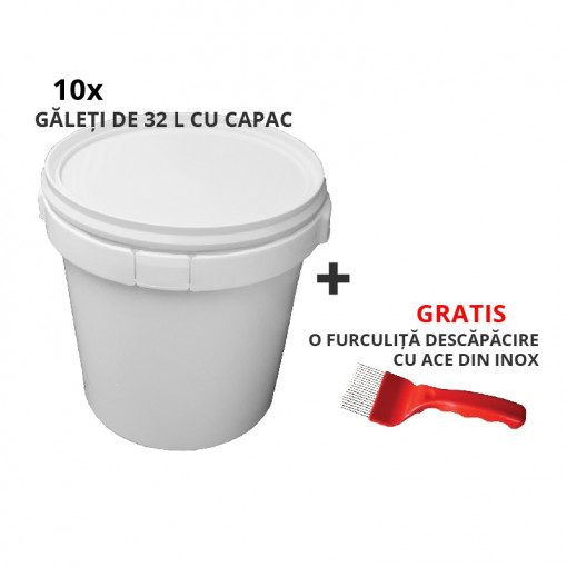 10 Buc Galeata Cu Capac 32 L Furculita Descapacit Inox