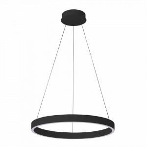 Lustra Moderna Neagra Rotunda Din Metal Cu Led Brascodown D