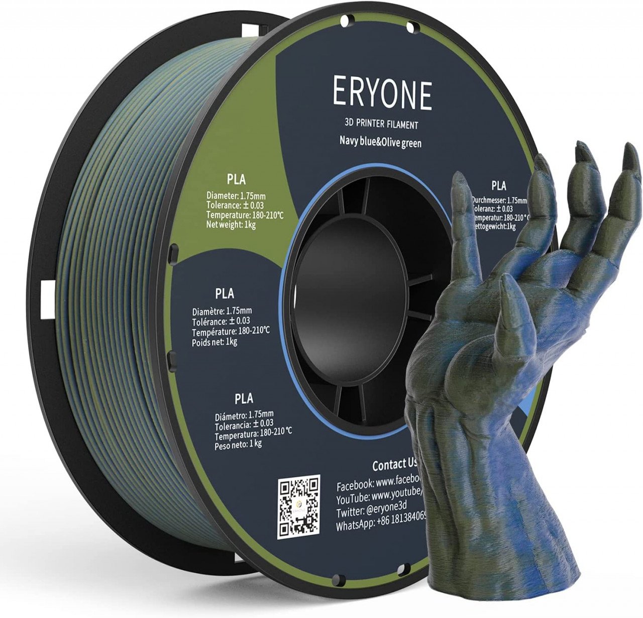 Filament ERYONE NAVY BLUE OLIVE GREEN Matte Dual Color PLA