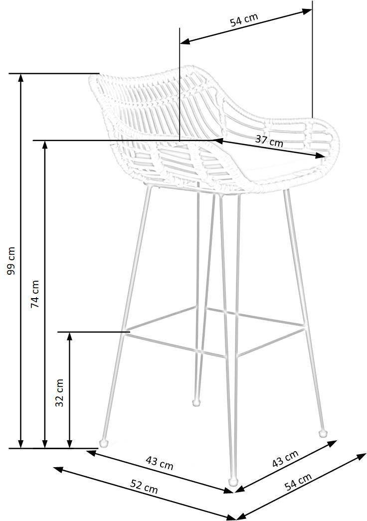 Scaun De Bar H Exterior Natural Negru Tapiterie Din Ratan