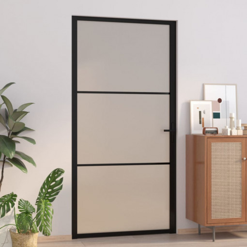 Ușă de interior, 102,5x201,5 cm, Negru, sticlă mată și aluminiu