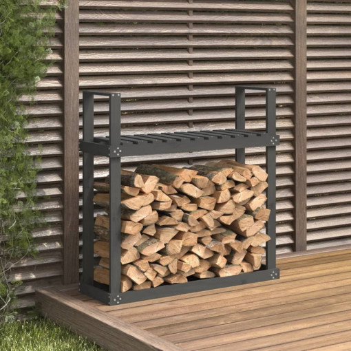 Rastel pentru lemne de foc, gri, 110x35x108,5 cm lemn masiv pin