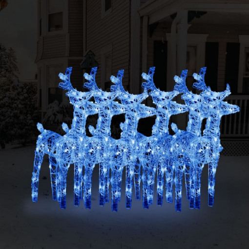 Reni de Crăciun, 6 buc., albastru, 240 LED-uri, acril