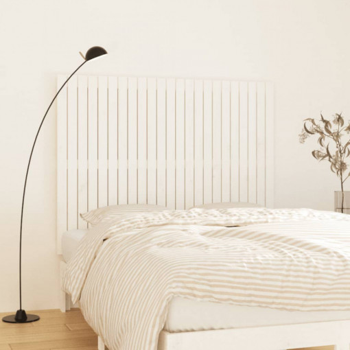 Tăblie de pat pentru perete, alb, 146,5x3x110 cm lemn masiv pin