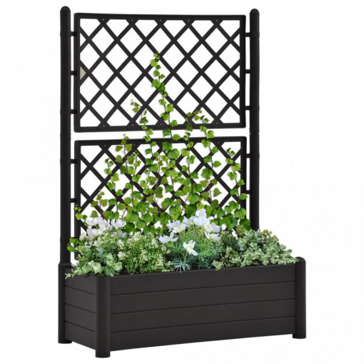 Jardinieră de grădină cu spalier, antracit, 100x43x142, PP