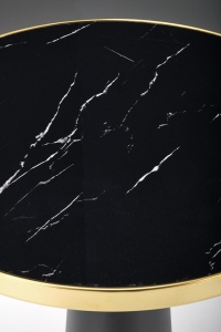 Masa Molina Rotunda Negru Marmurat/Negru/Auriu - Img 4