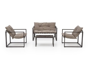 Set Breeze Garden (Canapea+2 Scaune+Masuta Cafea) Maro Inchis/Capp. - Img 2