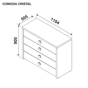 Cristal Alb/Negru Comoda - Img 3