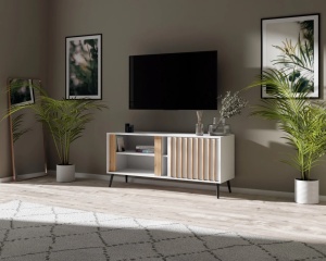 Comoda Rtv Blanco Alb + Wotan