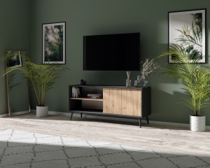 Comoda RTV Loma Negru + Wotan