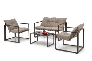 Set Breeze Garden (Canapea+2 Scaune+Masuta Cafea) Maro Inchis/Capp.