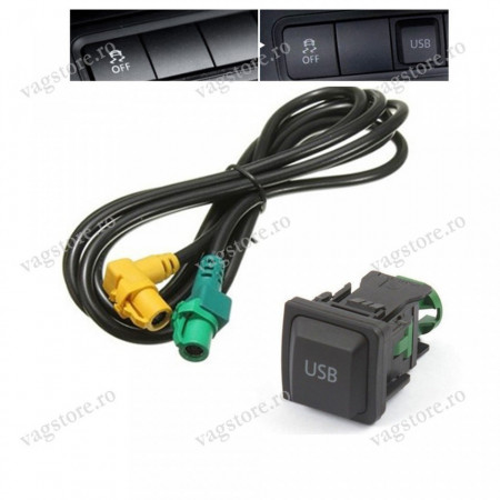 Retrofit Kit Buton si cablaj USB Audio input auxiliar VW RCD / RNS
