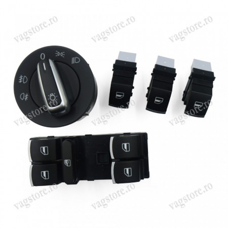 Set Butoane Geamuri Electrice insertie Crom pentru VW Jetta MK6 Touran Passat B7