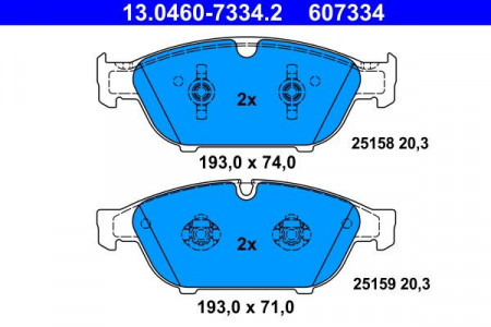 Placute frana disc fata ATE 13.0460-7334.2 pentru Audi A6 A7 A8 - Img 2