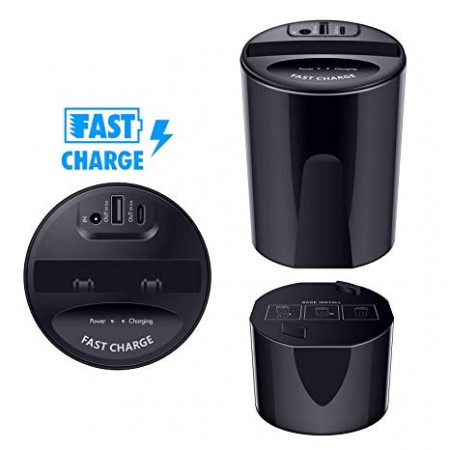 Statie Incarcare auto Wireless Fast Charge, port USB si Micro USB VAGTECH