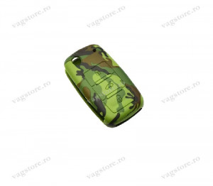 Husa Silicon pentru cheia cu 3 Butoane VW Camuflaj / Army Green
