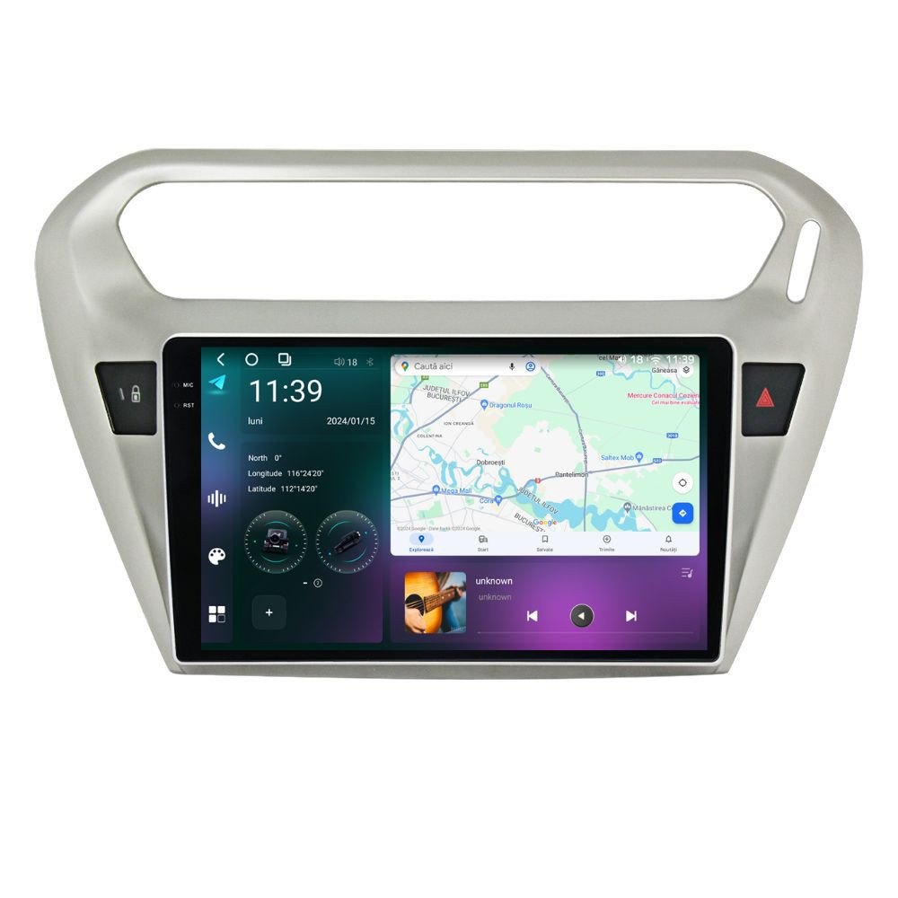 Navigatie dedicata cu Android Citroen C-Elysee 2012 - 2021, 12GB RAM, Radio GPS Dual Zone, Display 2K QLED 9.5