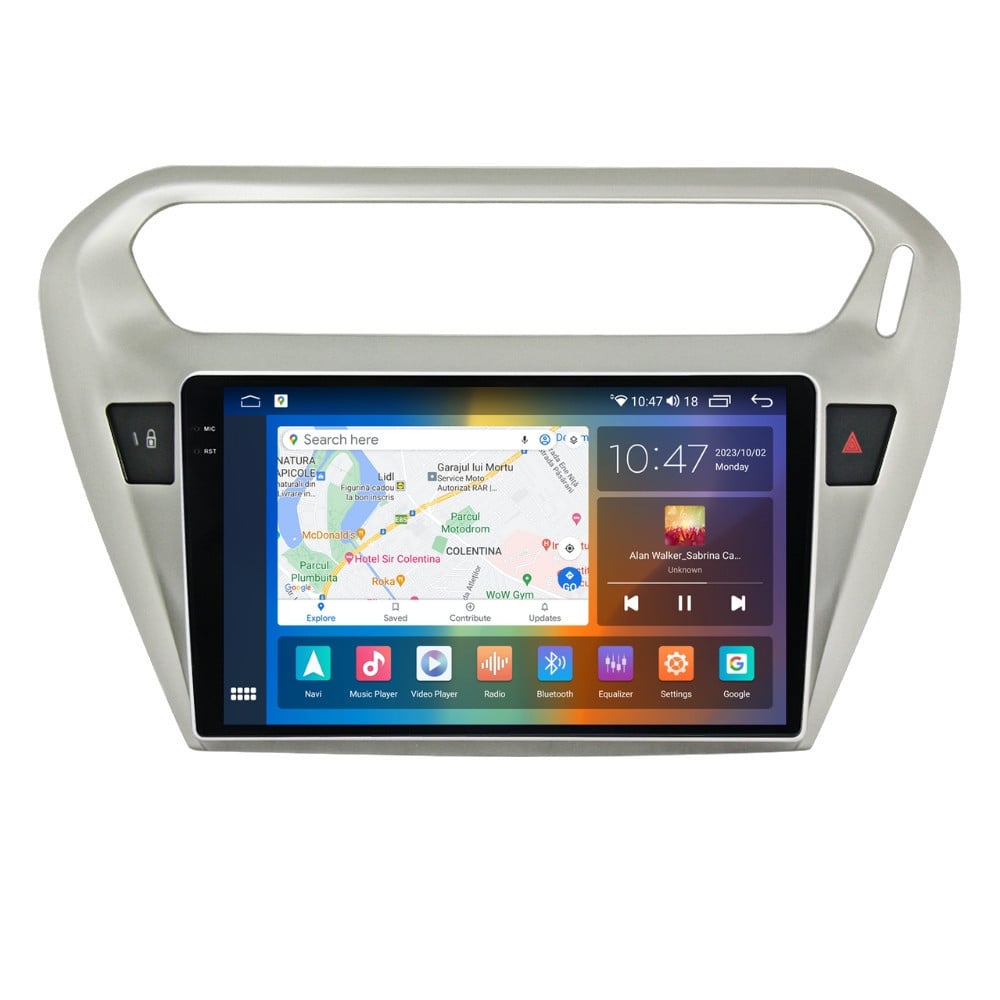 Navigatie dedicata cu Android Citroen C-Elysee 2012 - 2021, 4GB RAM, Radio GPS Dual Zone, Display 2K QLED 9.5