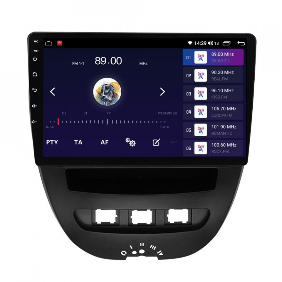 Navigatie dedicata cu Android Citroen C1 I 2005 - 2014, 8GB RAM, Radio GPS Dual Zone, Display HD QLED 10