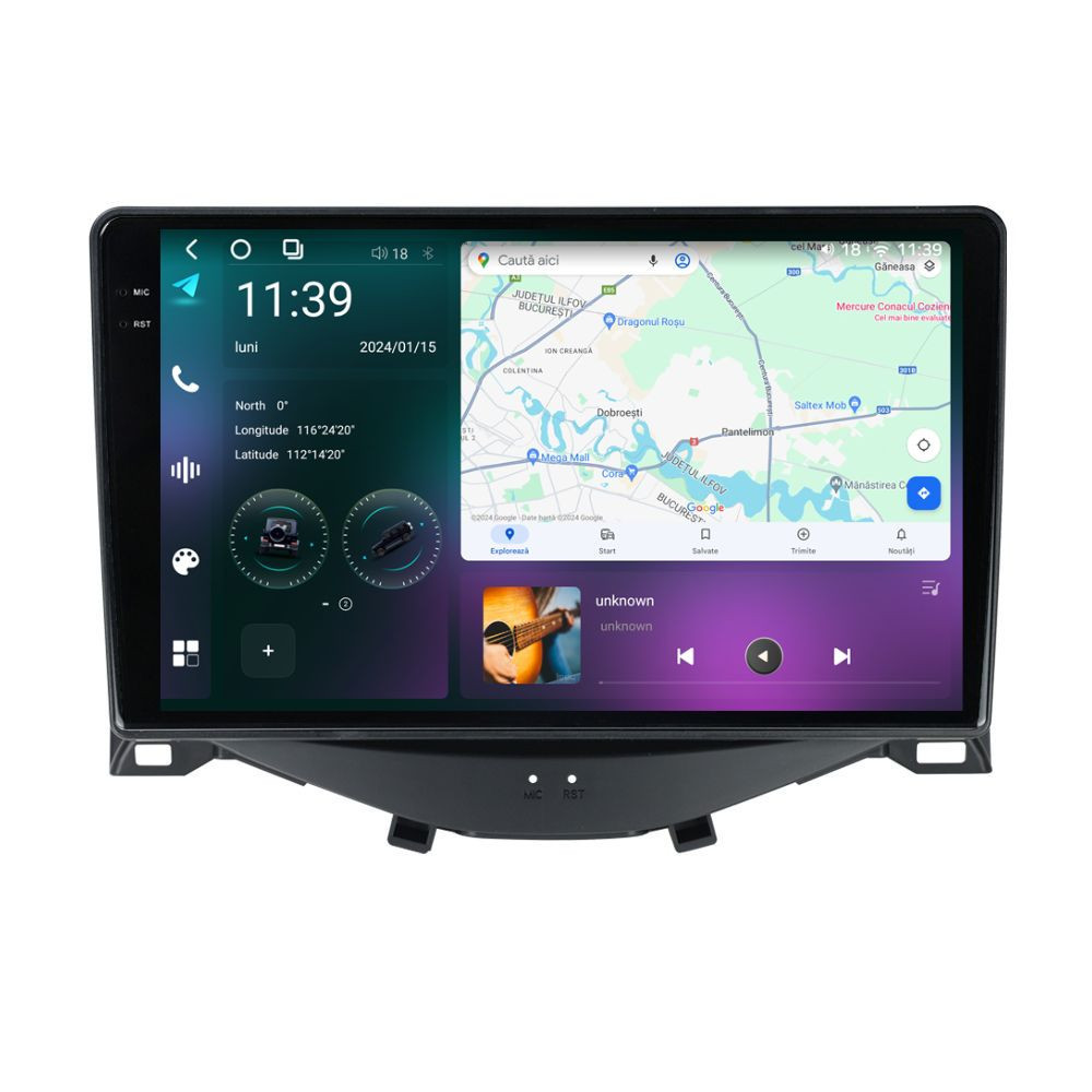 Navigatie dedicata cu Android Citroen C1 II 2014 - 2022, 12GB RAM, Radio GPS Dual Zone, Display 2K QLED 9.5