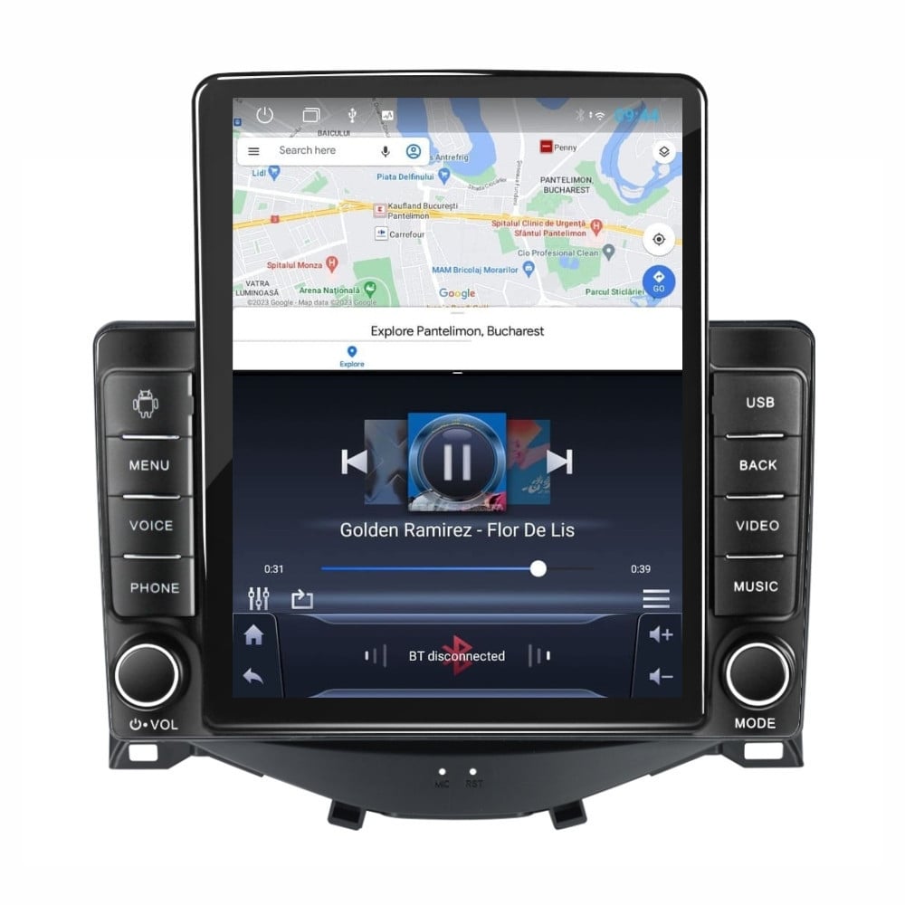 Navigatie dedicata cu Android Citroen C1 II 2014 - 2022, 1GB RAM, Radio GPS Dual Zone, Touchscreen IPS 9.7