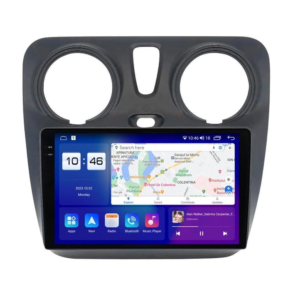 Navigatie dedicata cu Android Dacia Dokker dupa 2012, 4GB RAM, Radio GPS Dual Zone, Display 2K QLED 9.5