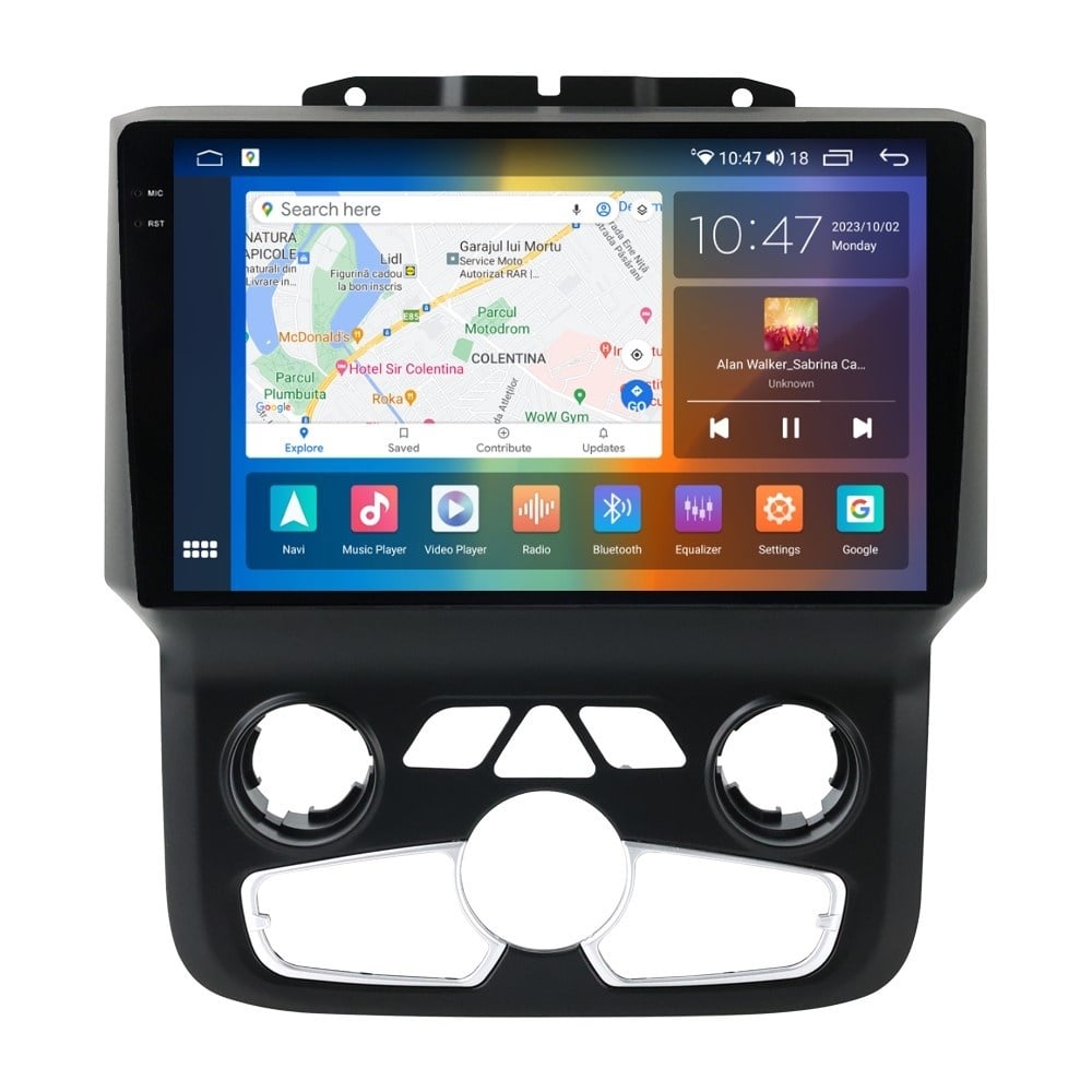 Navigatie dedicata cu Android Dodge RAM 2013 - 2018, clima automata, 4GB RAM, Radio GPS Dual Zone, Display 2K QLED 9.5