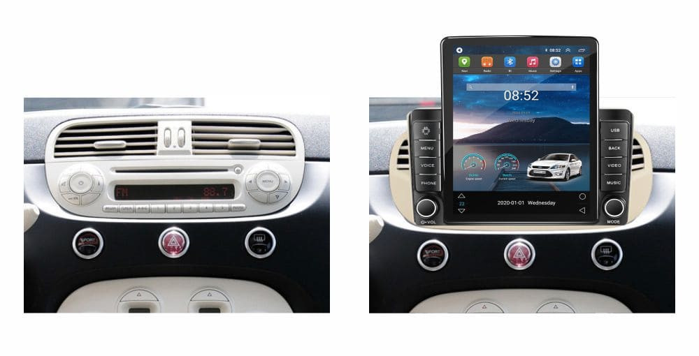 Navigatie dedicata cu Android Fiat 500 2007 - 2015, gri, 2GB RAM, Radio GPS Dual Zone, Touchscreen IPS 9.7