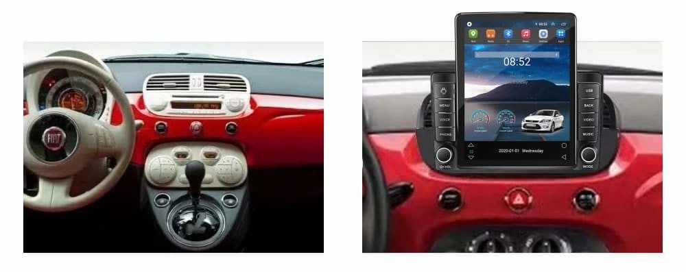 Navigatie dedicata cu Android Fiat 500 2007 - 2015, negru, 1GB RAM, Radio GPS Dual Zone, Touchscreen IPS 9.7