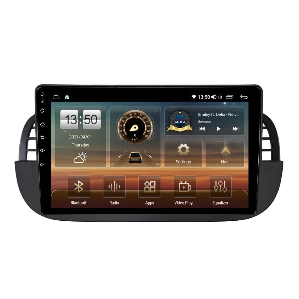 Navigatie dedicata cu Android Fiat 500 2007 - 2015, negru, 4GB RAM, Radio GPS Dual Zone, Display HD QLED 9