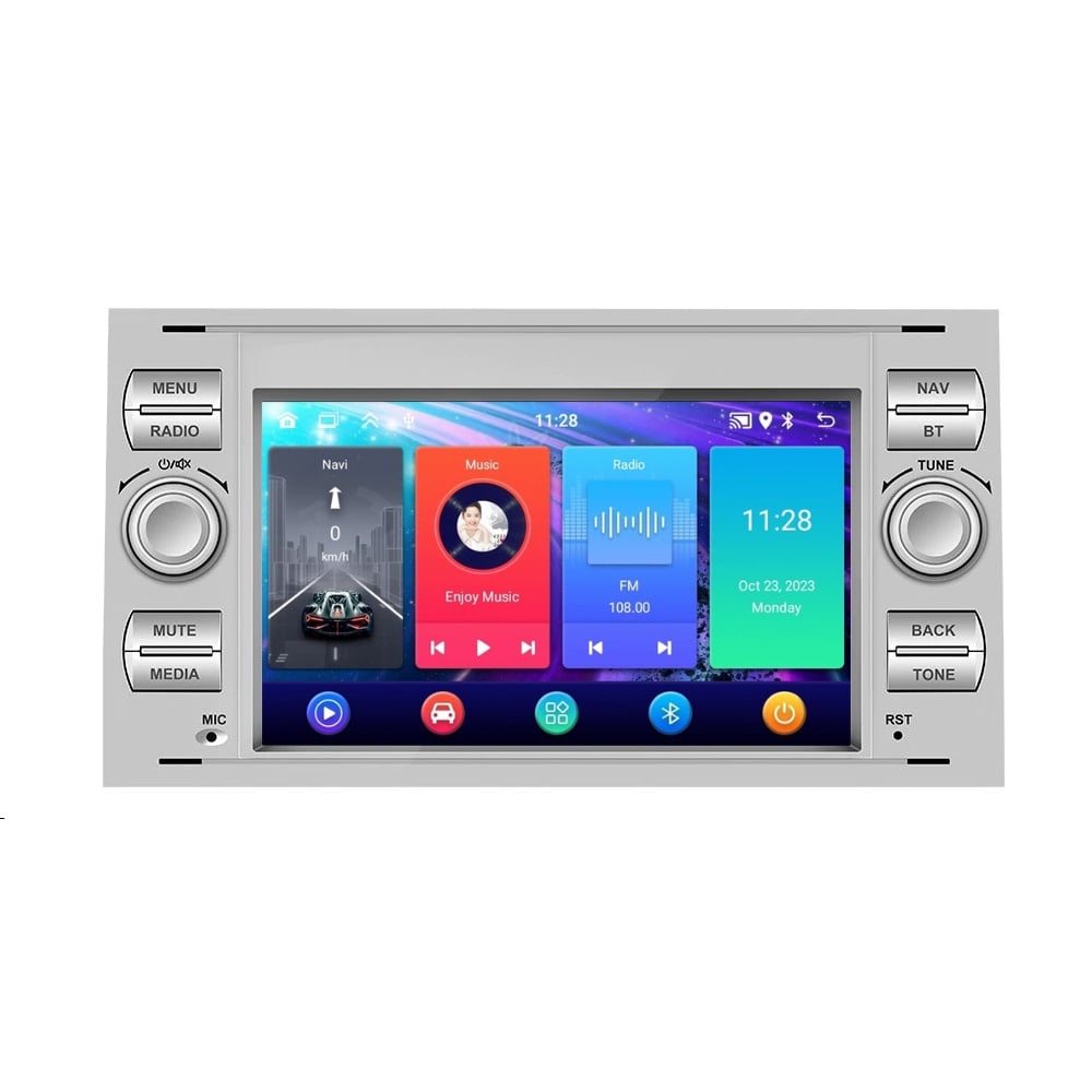 Navigatie dedicata cu Android Ford C-Max 2003 - 2010, gri, 2GB RAM, Radio GPS Dual Zone, Display HD 7