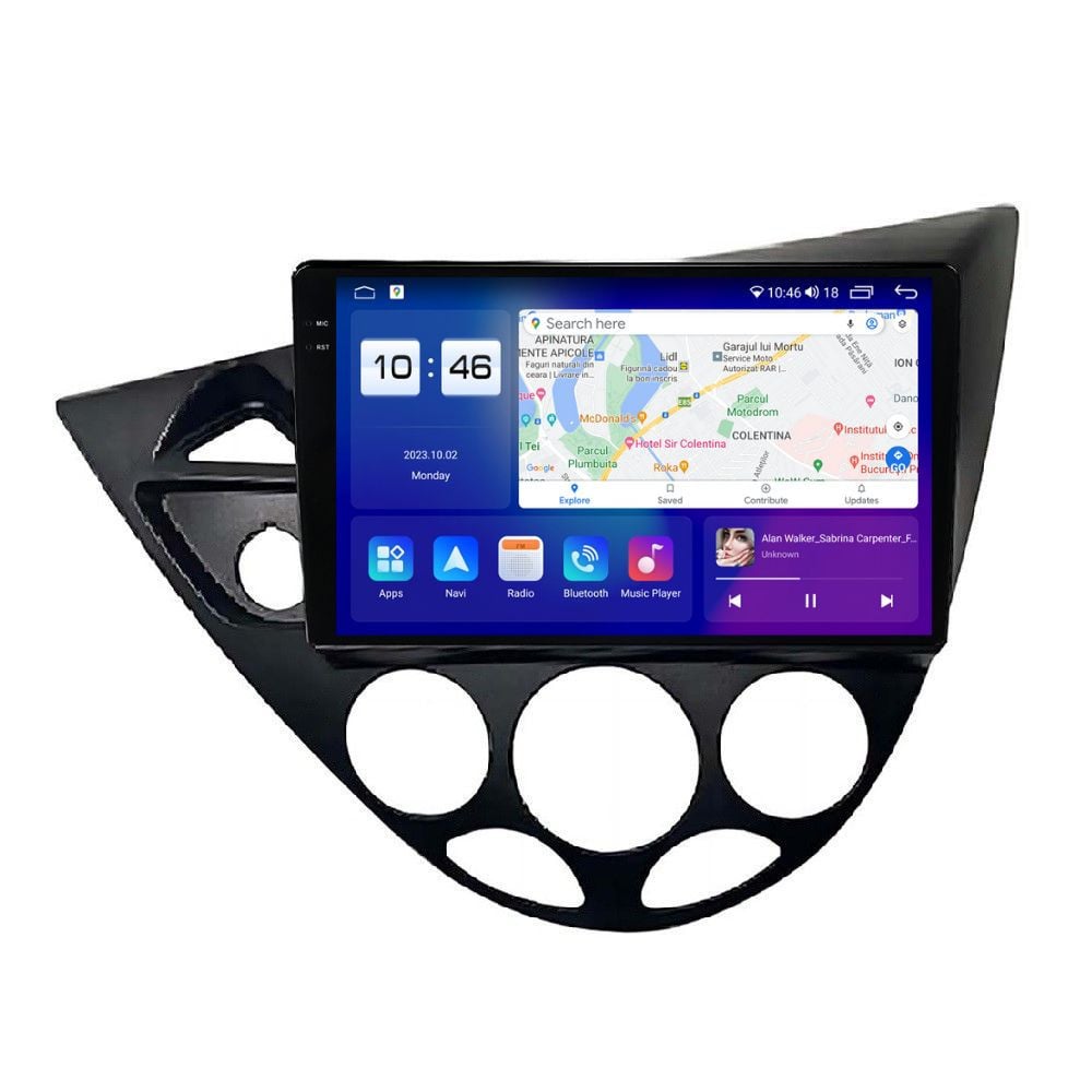 Navigatie dedicata cu Android Ford Focus I 1998 - 2005, 4GB RAM, Radio GPS Dual Zone, Display 2K QLED 9.5