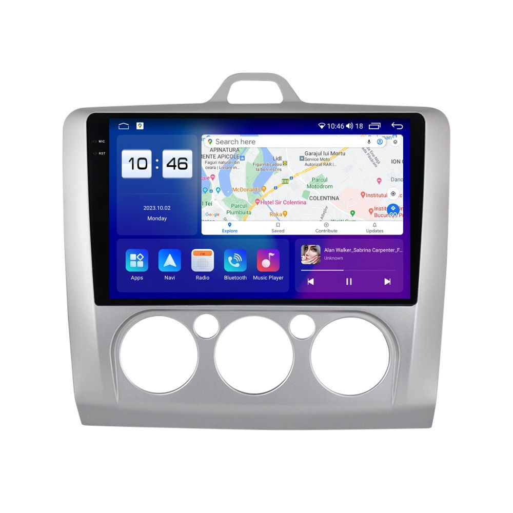 Navigatie dedicata cu Android Ford Focus II 2004 - 2011, clima manuala, 4GB RAM, Radio GPS Dual Zone, Display 2K QLED 9.5