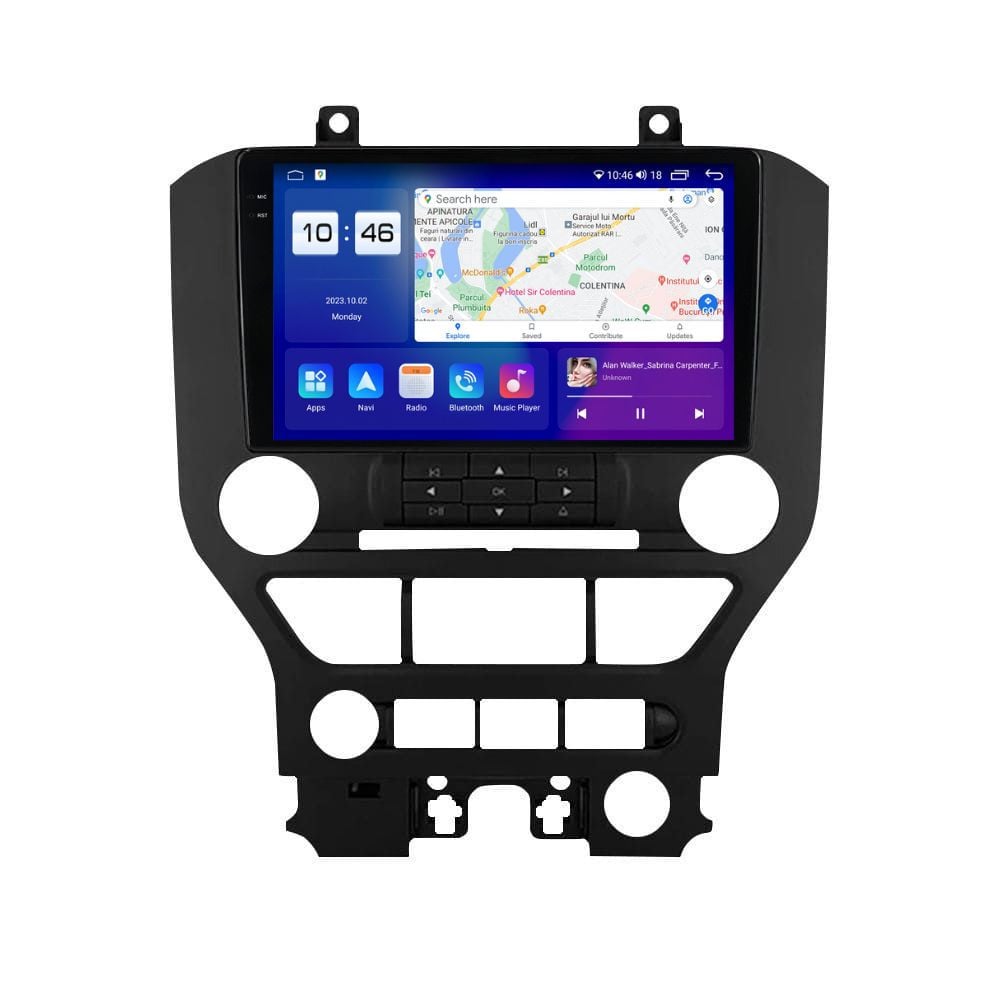 Navigatie dedicata cu Android Ford Mustang 2014 - 2021 fara navigatie originala, 8GB RAM, Radio GPS Dual Zone, Display 2K QLED 9.5