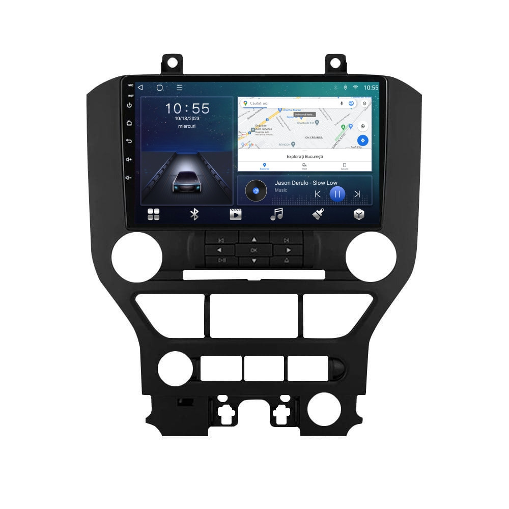 Navigatie dedicata cu Android Ford Mustang 2014 - 2021 fara navigatie originala, 2GB RAM, Radio GPS Dual Zone, Display HD QLED 9