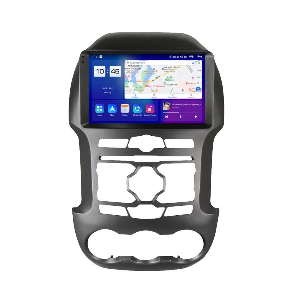 Navigatie dedicata cu Android Ford Ranger 2011 - 2015, 4GB RAM, Radio GPS Dual Zone, Display 2K QLED 9.5