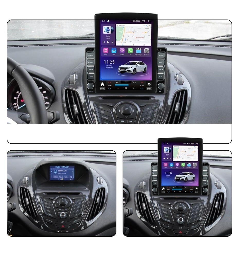 Navigatie dedicata cu Android Ford Tourneo Courier 2014 - 2023, 8GB RAM, Radio GPS Dual Zone, Touchscreen IPS 9.7