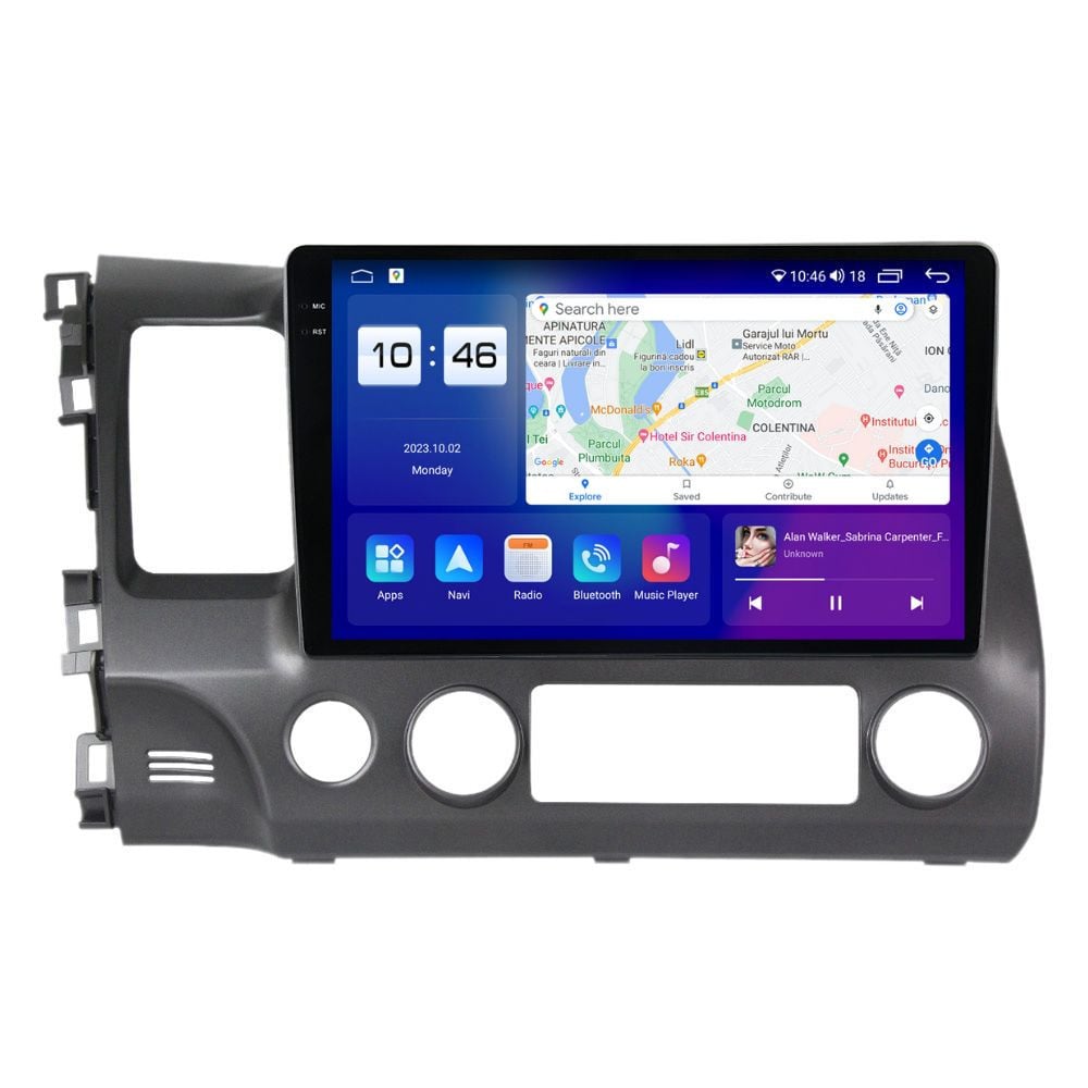 Navigatie dedicata cu Android Honda Civic VIII Sedan 2006 - 2011, 4GB RAM, Radio GPS Dual Zone, Display 2K QLED 10.36