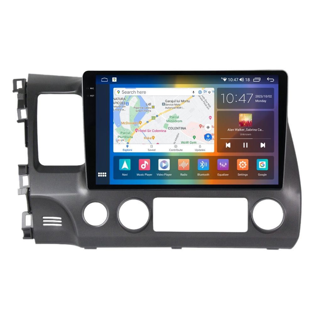 Navigatie dedicata cu Android Honda Civic VIII Sedan 2006 - 2011, 8GB RAM, Radio GPS Dual Zone, Display 2K QLED 10.36