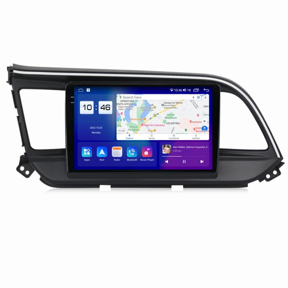 Navigatie dedicata cu Android Hyundai Elantra VI 2019 - 2020, 4GB RAM, Radio GPS Dual Zone, Display 2K QLED 9.5