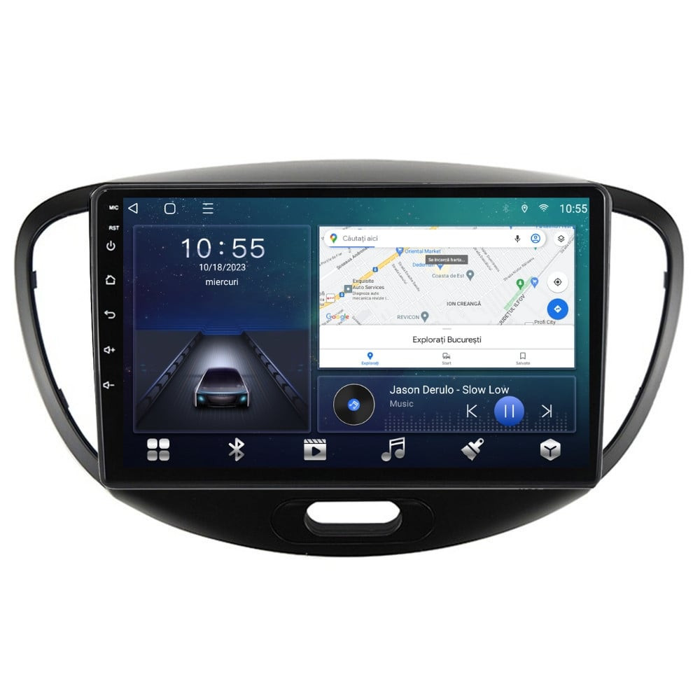 Navigatie dedicata cu Android Hyundai i10 2007 - 2013, 3GB RAM, Radio GPS Dual Zone, Display HD QLED 9